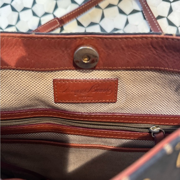 Dooney & Bourke Navy Monogram Crossbody with Brown Leather Trim - Picture 3 of 3